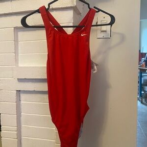 Red Nike swim suit